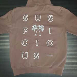 Suspicious Antwerp Tulum Palm Tree Graphic Cotton Hoodie Brown S